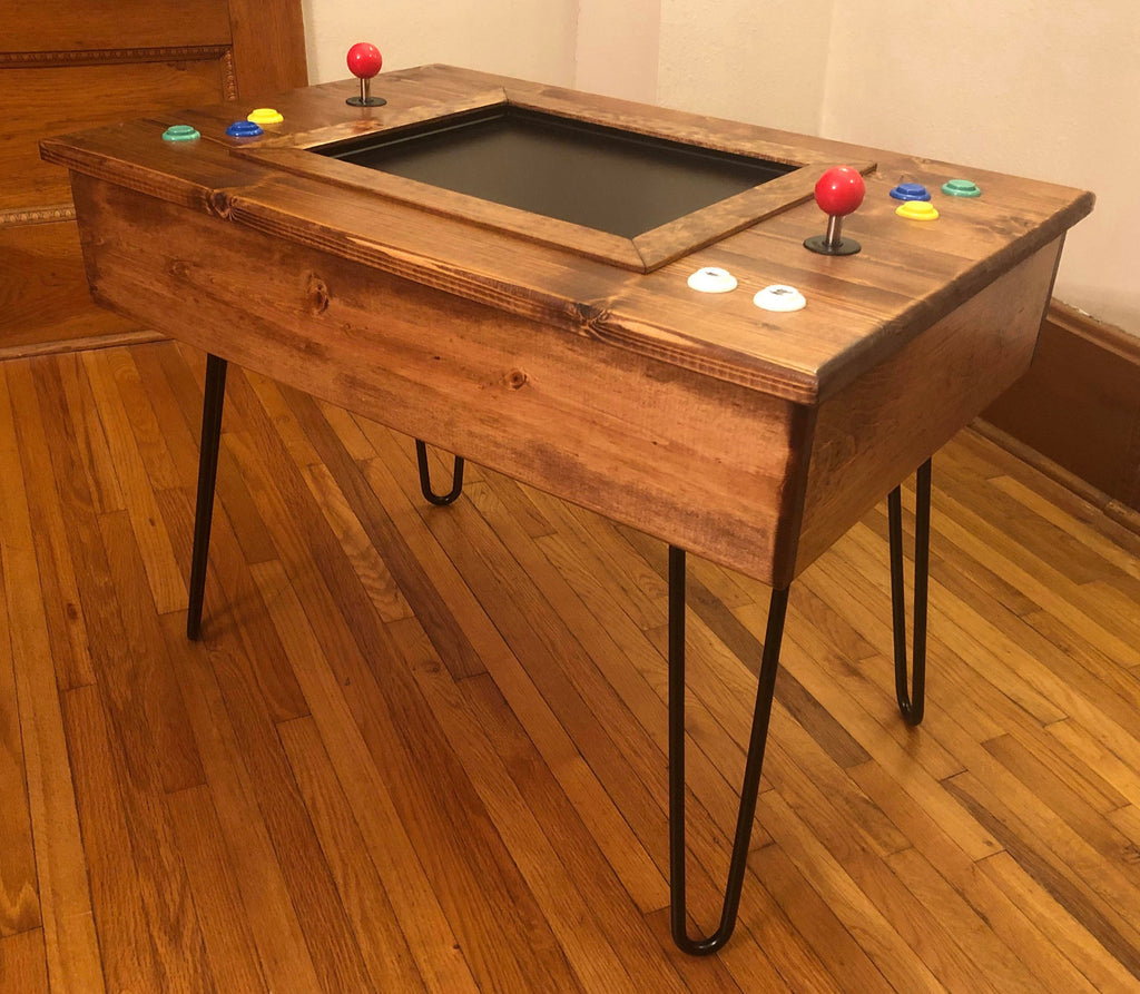 412-in-1 Multicade Arcade Table with Mid-Century Modern Style Cabinet and Hairpin Legs