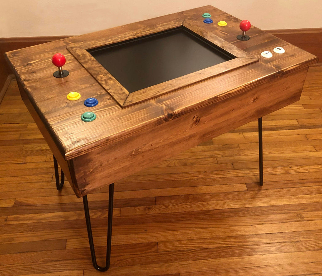 412-in-1 Multicade Arcade Table with Mid-Century Modern Style Cabinet and Hairpin Legs
