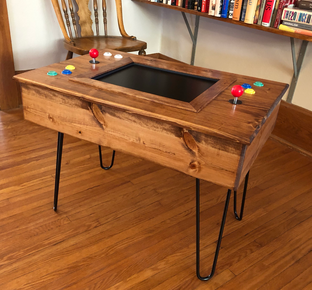 412-in-1 Multicade Arcade Table with Mid-Century Modern Style Cabinet and Hairpin Legs