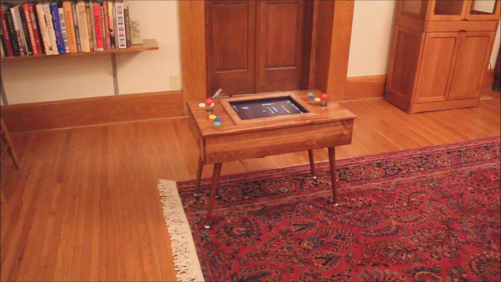 412-in-1 Multicade Arcade Table with Mid-Century Modern Style Cabinet and Hairpin Legs